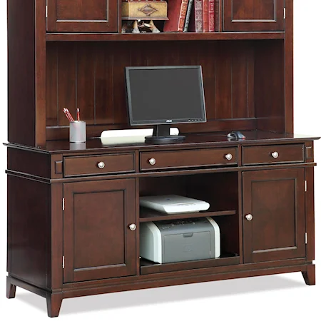 2-Door Computer Credenza with 3 Drawers